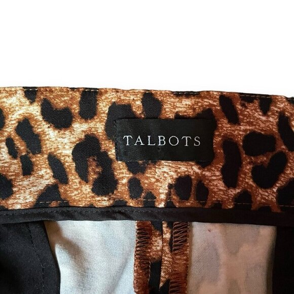 Talbots Womens Chatham Ankle Pant Sz 16W Tan Fun Leopard Animal Print Slim Leg - Picture 8 of 9